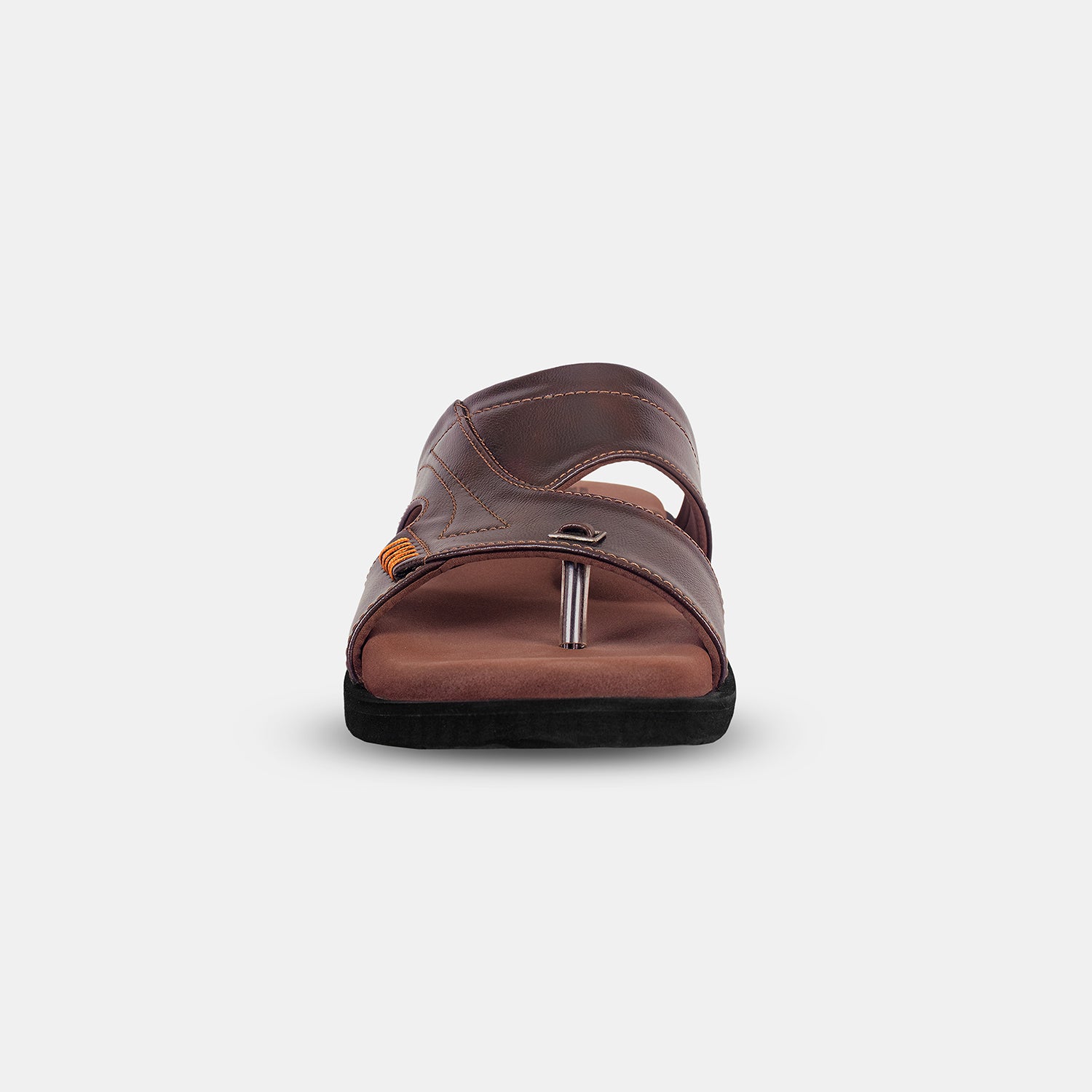 Men’s Leather Chappals with Toe Ring – Design VS-8330 | Premium Comfort PU Sole (Brown)